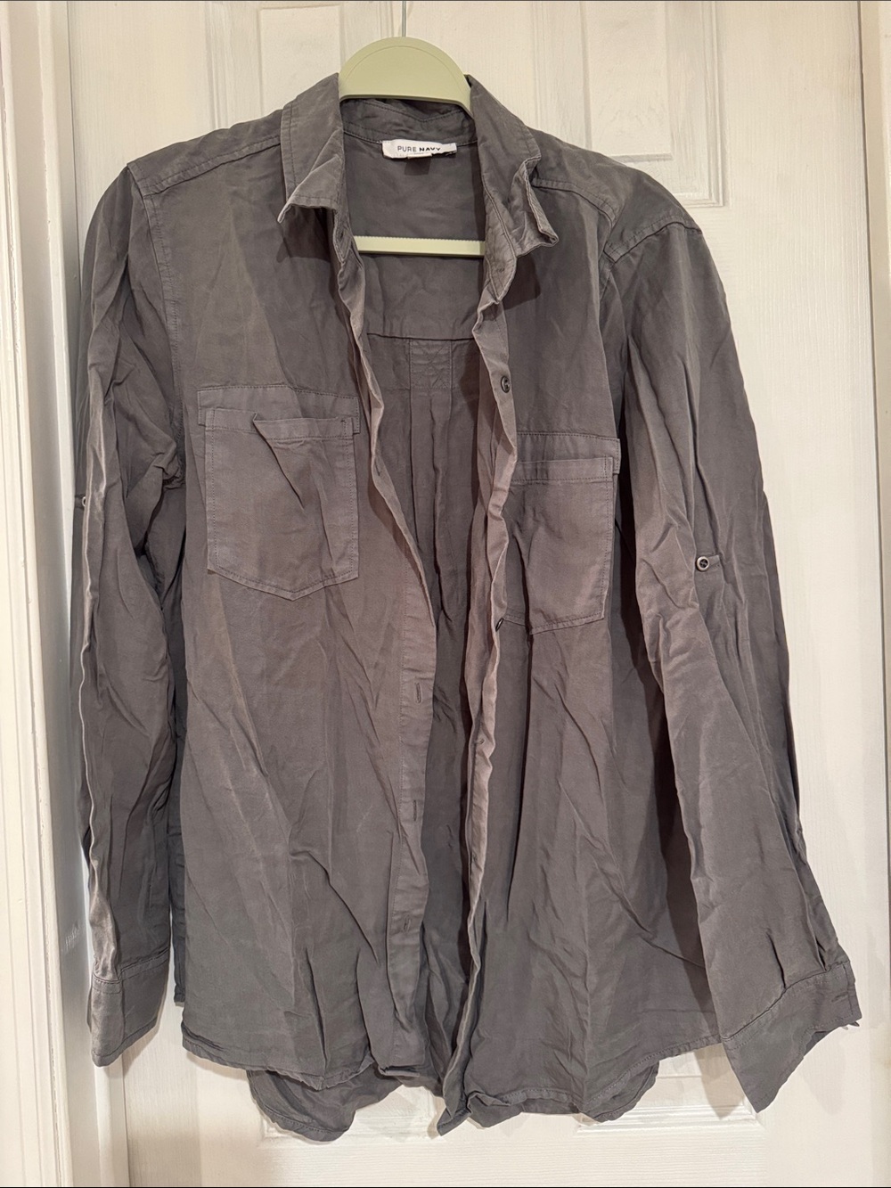 Lightweight Gray Women's Button-Front Blouse
